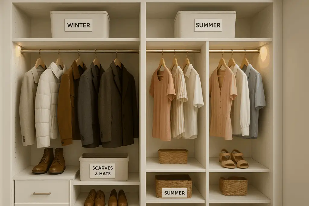 reach in closet with areas to store summer\winter gear