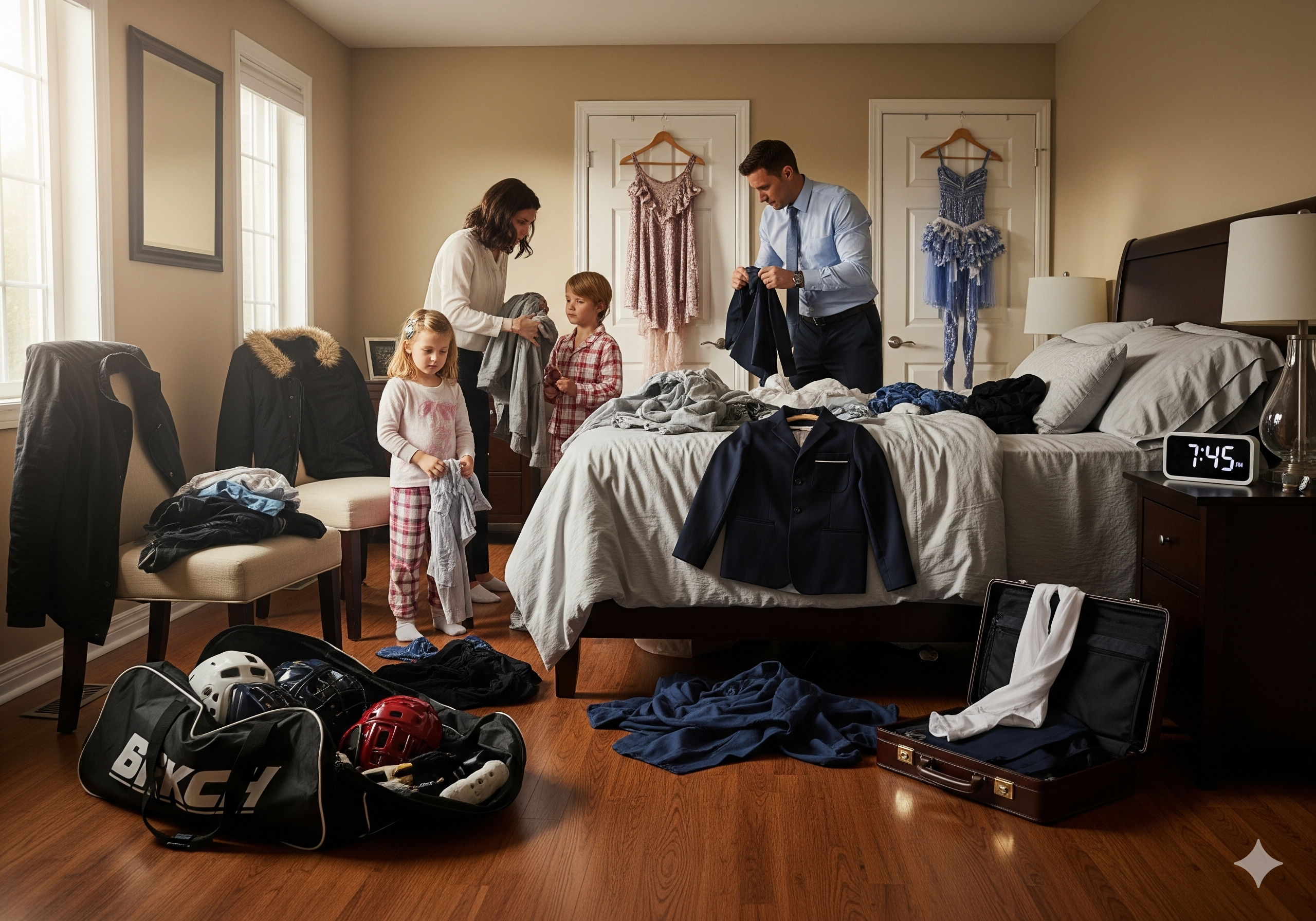 Bradford family morning routine chaos showing need for professional closet organization solutions
