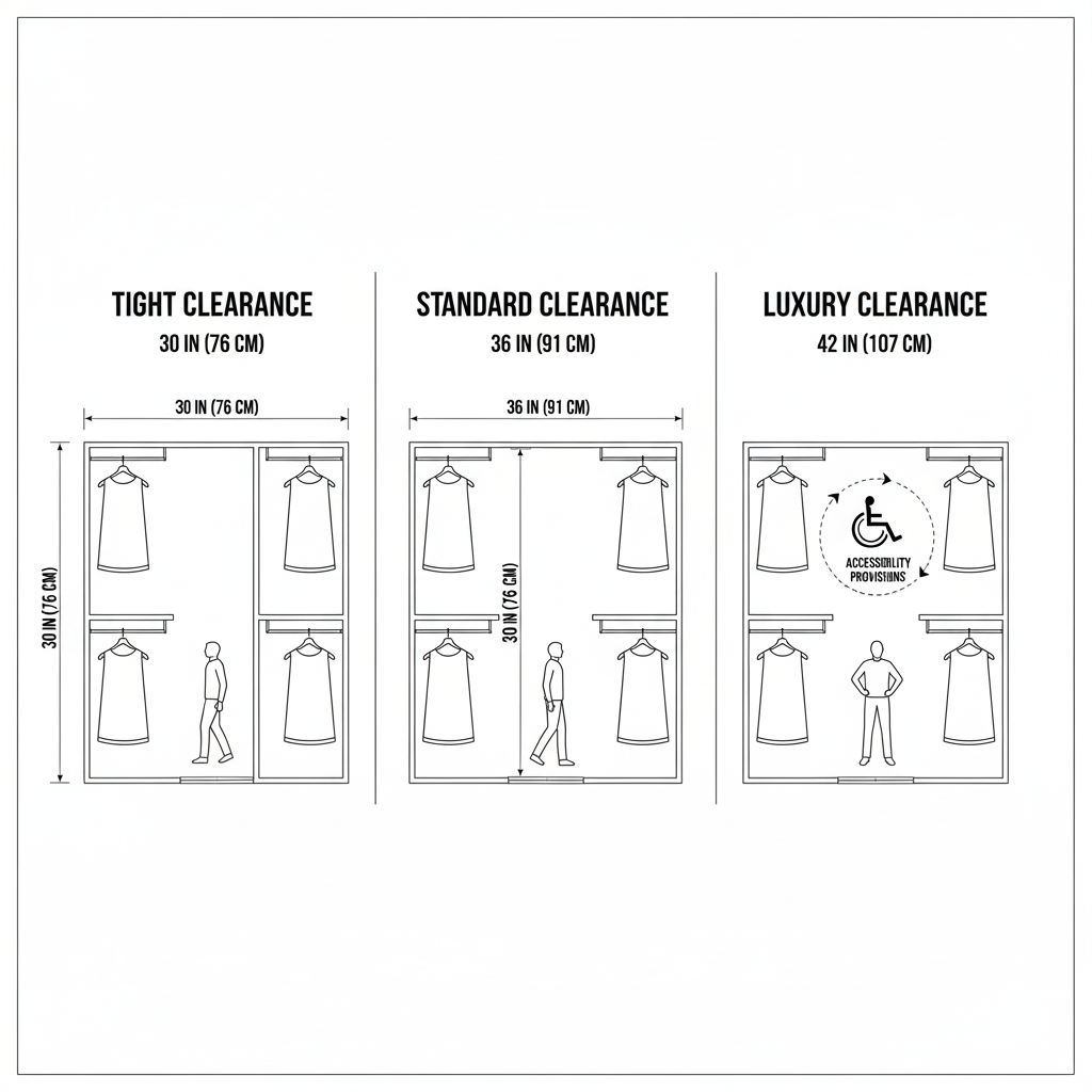Clothing clearance space dimensions comparison